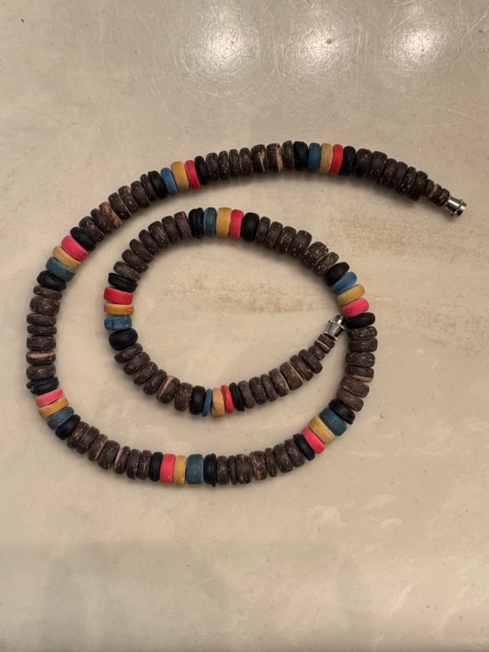 Men's Multicolor Accent Wood Bead Necklace and Bracelet Set